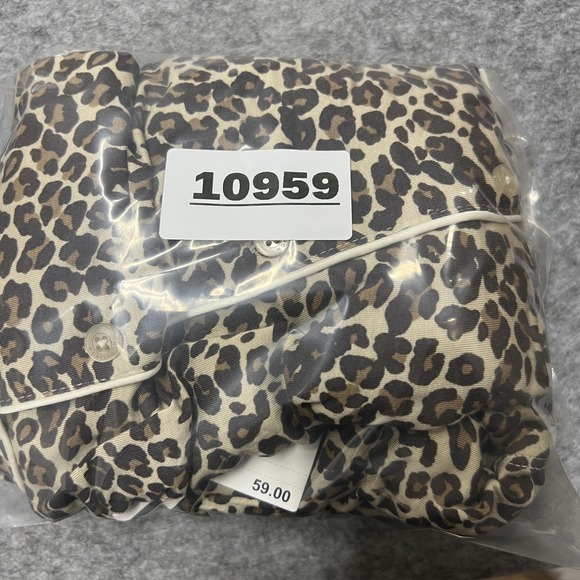Nordstrom Pajama Set Womens S Beige Leopard Spots Tencel Modal Shorts Relaxed - Picture 16 of 16
